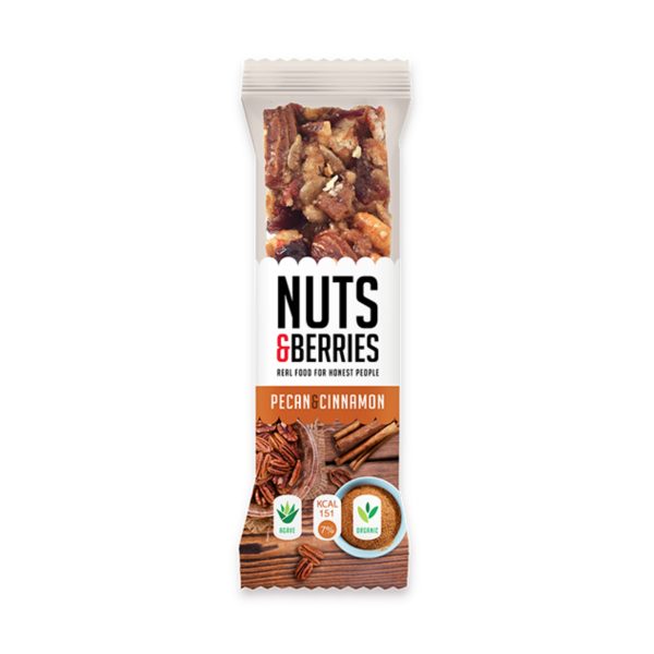 5425036870635 Nuts & Berries Organic Crunchy Nut Bar - Pecan & Cinnamon 40g