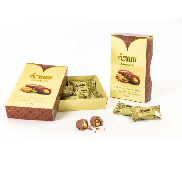 6294007302005 Samha Camel Milk Chocolate Dates with Pistachios Gift Box 150g