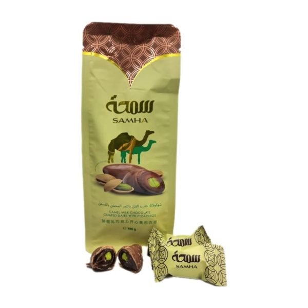 6294007302081 Samha Camel Milk Chocolate Dates with Pistachios 190g
