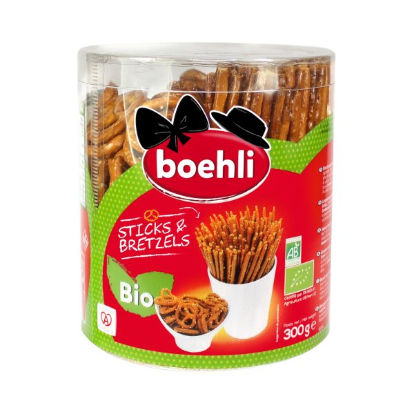 3185614103389 Boehli Organic Pretzel Sticks and Knots Tube 300g